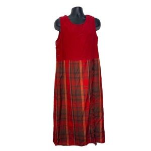 Carolina Colours Sleeveless Plaid Thank Dress (Size:16, Color:Red)